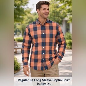 Mens Regular-Fit Long-Sleeve Casual Poplin Shirt NWT